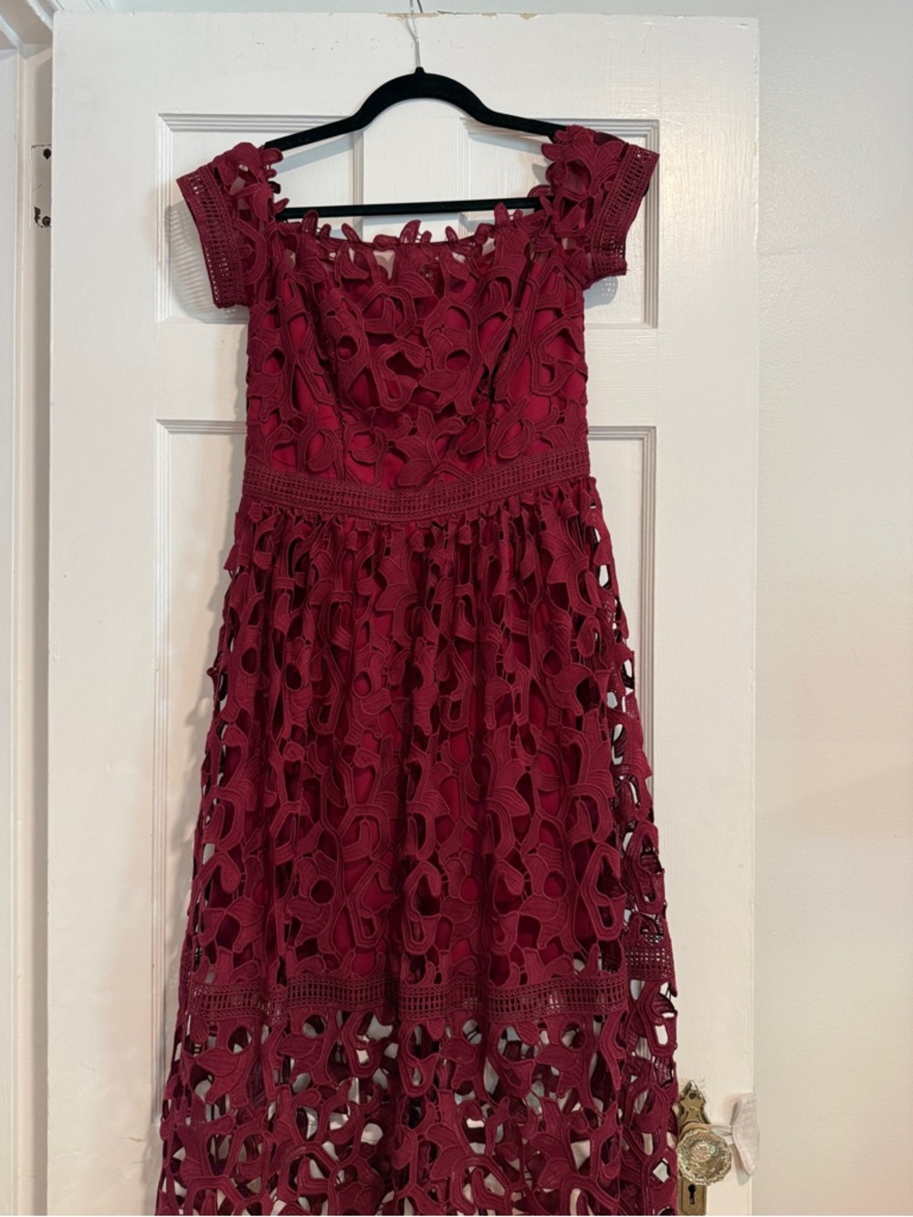 Chi Chi London Wine Red Lace Midi Dress